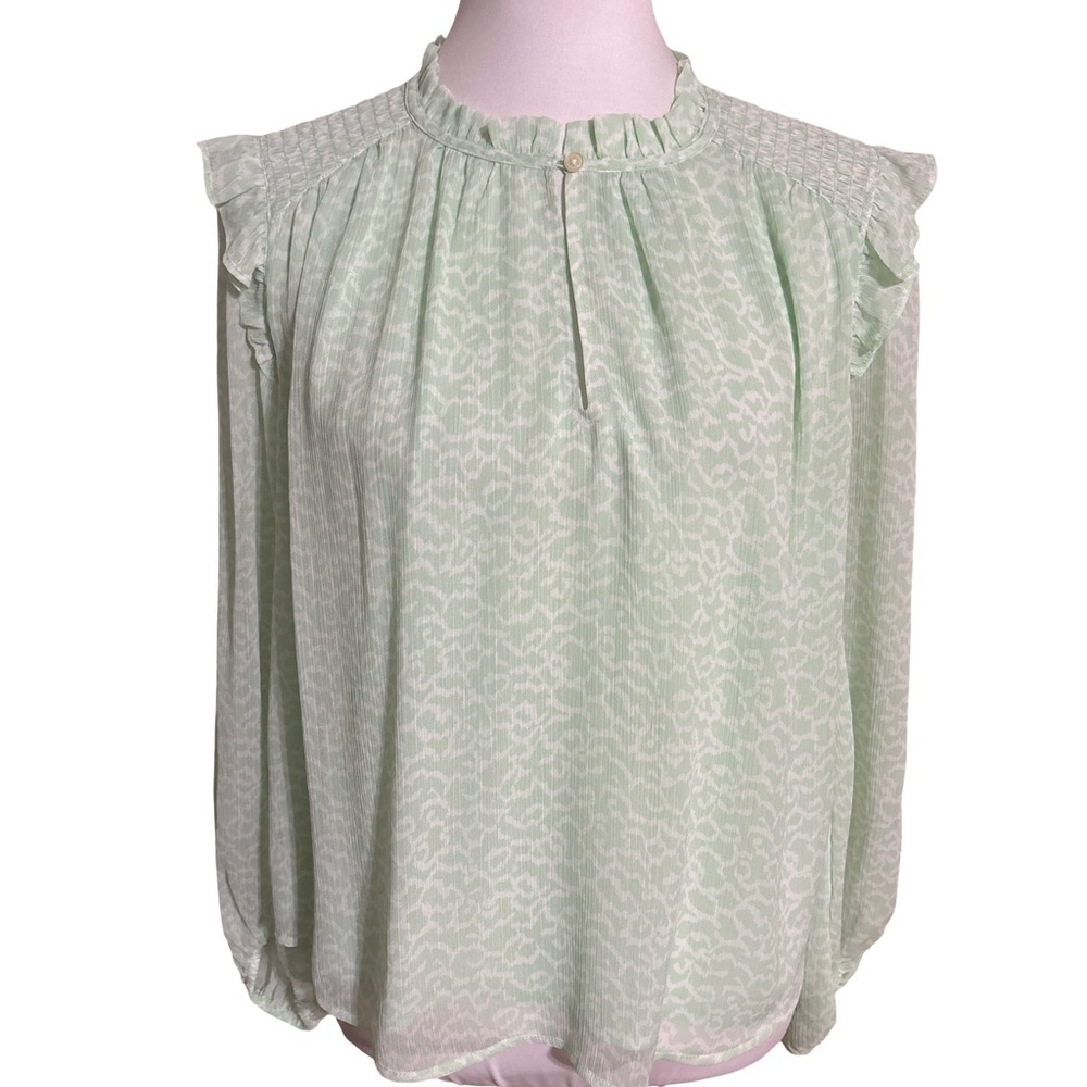 LOFT Light Green Pattern Blouse